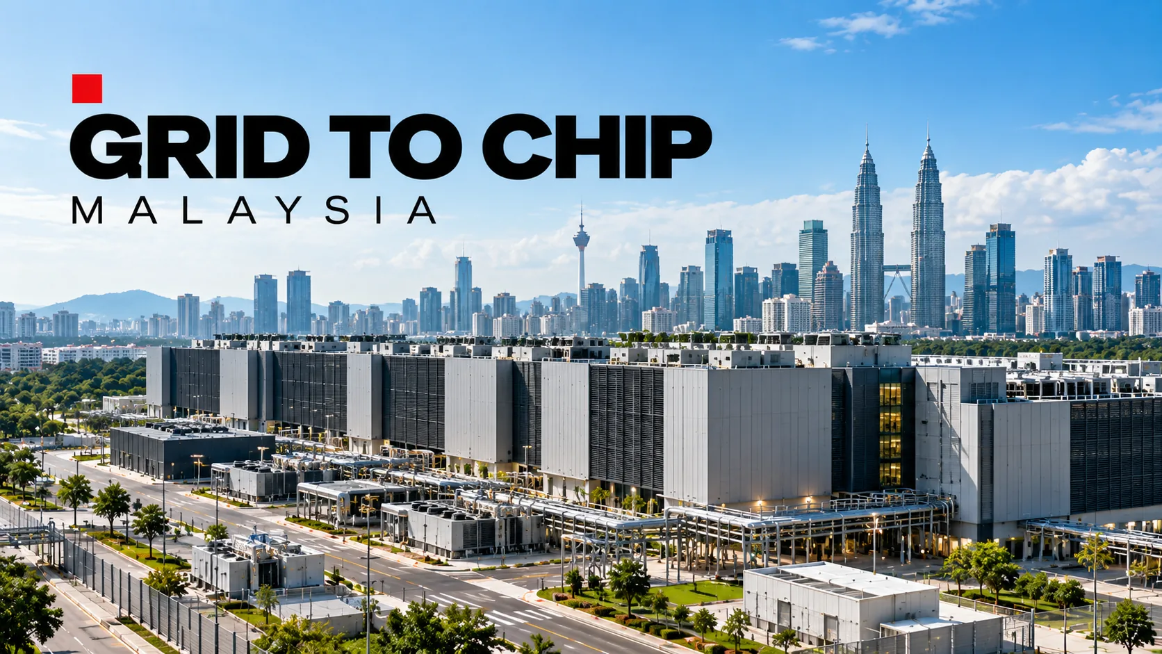 Grid to Chip Malaysia: a hyperscale campus with the Kuala Lumpur skyline behind